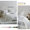 thumbnail image 5 of Simple&Opulence 100% Washed Linen Duvet Cover Set-3 Pieces Shabby Chic Premium Ruffled Bedding with 1 Comforter Cover and 2 Pillowshams France Flax High End Frill Sets Vintage Style(King, White), 5 of 8