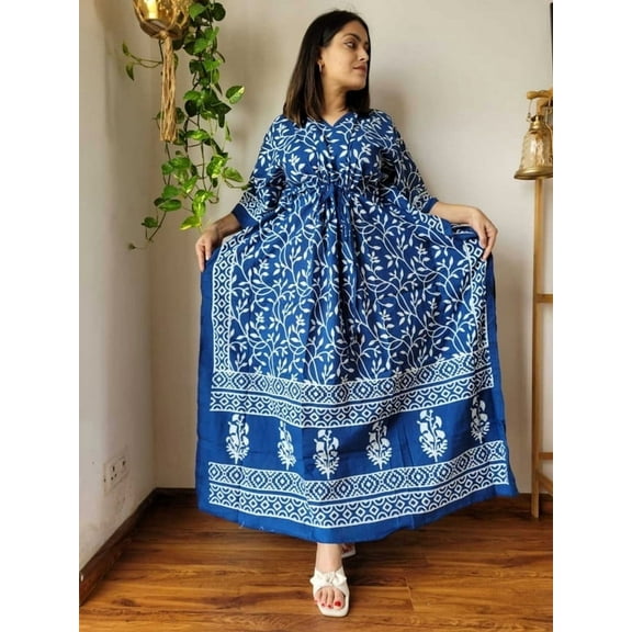 Indian Trendz Oversized Multicolor Cotton Hand Block Print Kaftan, 1-Piece (Women's)