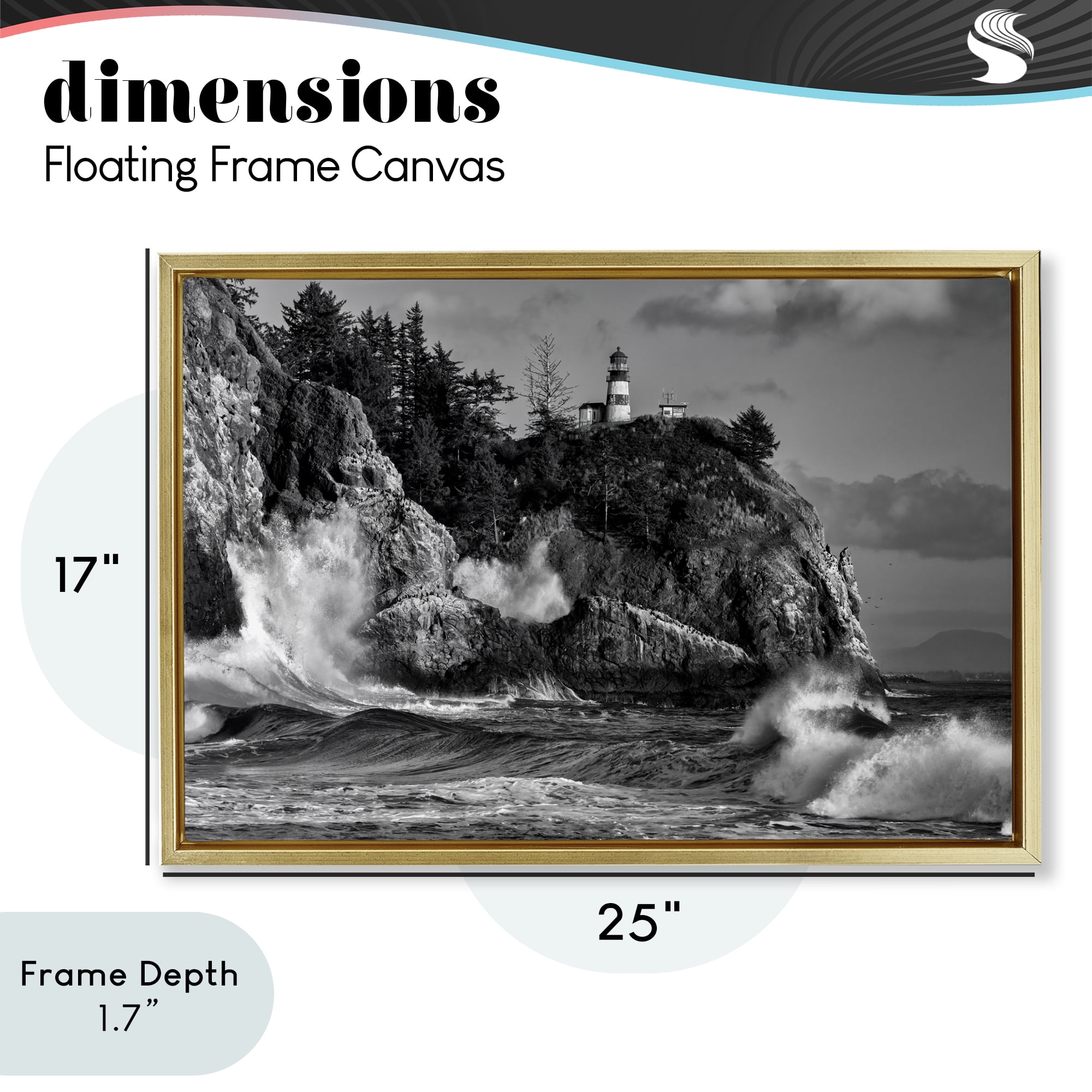 Stupell Industries Rising Tide at Cape Gold Framed Floater Canvas Wall Art, design by Rick Berk