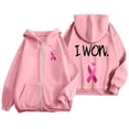 thumbnail image 2 of NinXxx Women's Cancer Prevention Zipper Long Sleeve Pocket Drawstring Hoodie Pink XL, 2 of 6