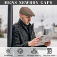 thumbnail image 5 of 2 Pcs Classic Herringbone Tweed Wool Blend Flat Cap, Adjustable Ivy Cabbie Driving Headwear, Vintage British Style Newsboy Caps, Suitable for Casual & Formal Attire, Father's Day Gift, 5 of 6