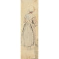 thumbnail image 2 of Samuel Prout 7x14 Gold Ornate Wood Frame and Double Matted Museum Art Print Titled - A Peasant Woman, Standing, Seen from Behind, 2 of 4