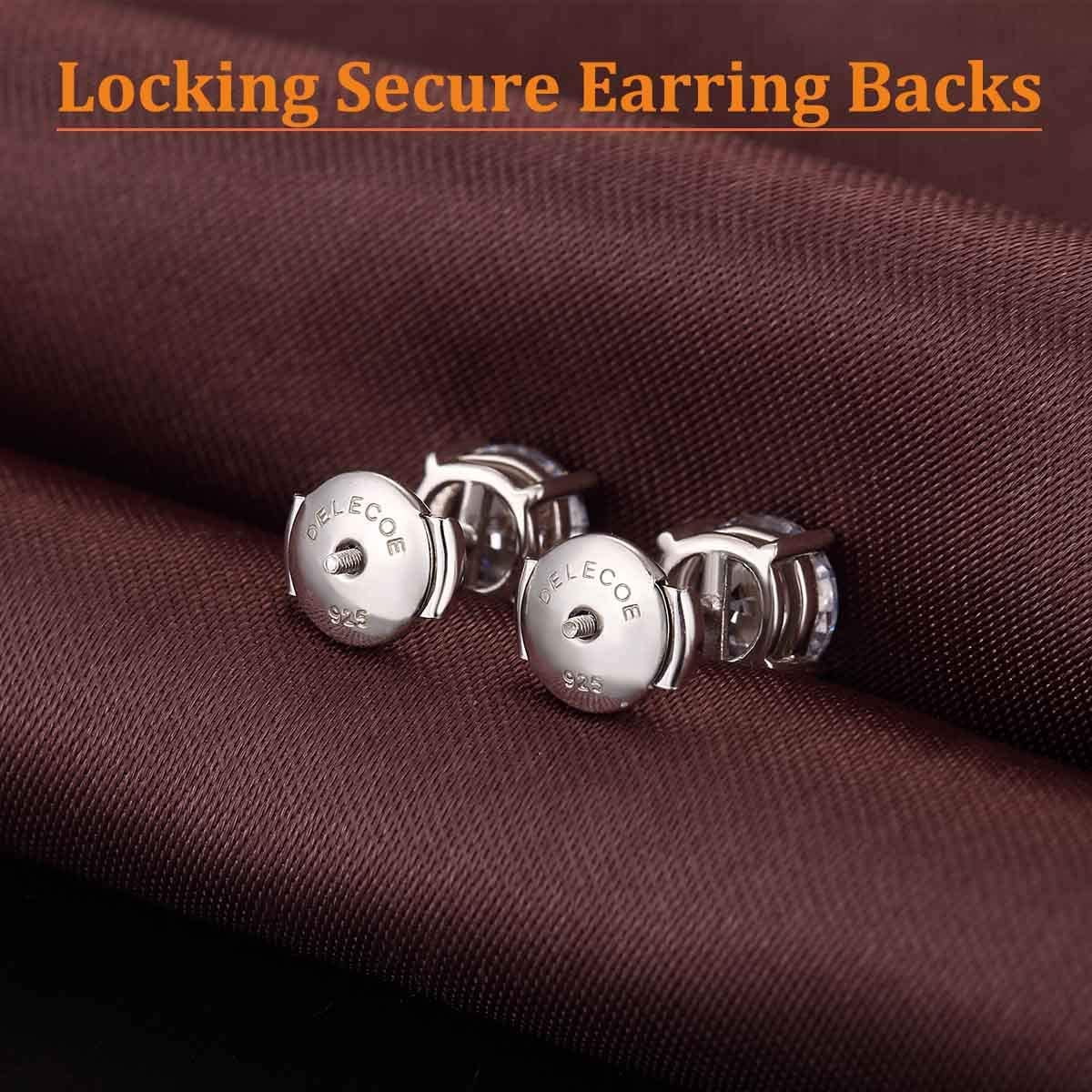 2 Paris Sterling Silver Locking Earring Backs Replacements for Diamond  Studs, 18K White Gold Plated Screw Earring Backs, Secure Hypoallergenic  Secure Earring Backs, No Fading Comfort Earring Backs 