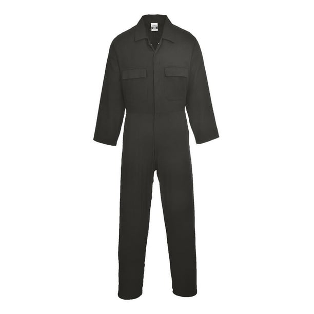 Portwest - Mono Euro de Algodón Trabajo para Adultos Unisex (Negro)
