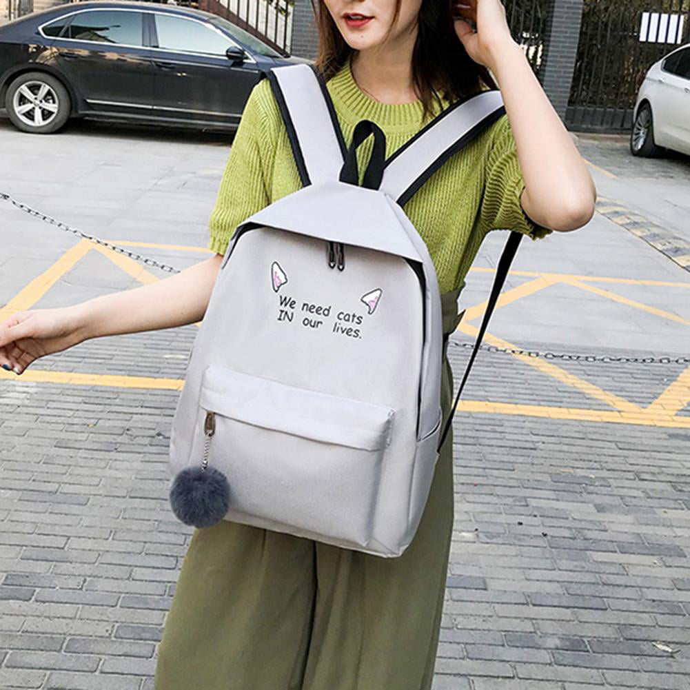 4pcs/set Cute Printing Canvas Women Shoulder Crossbody Pen Bags Backpacks 