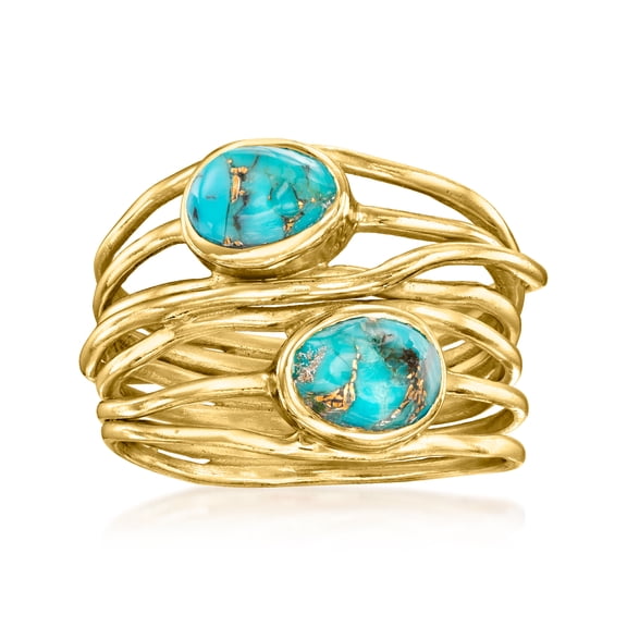 Ross-Simons Turquoise Highway Ring in 18kt Gold Over Sterling, Women's, Adult