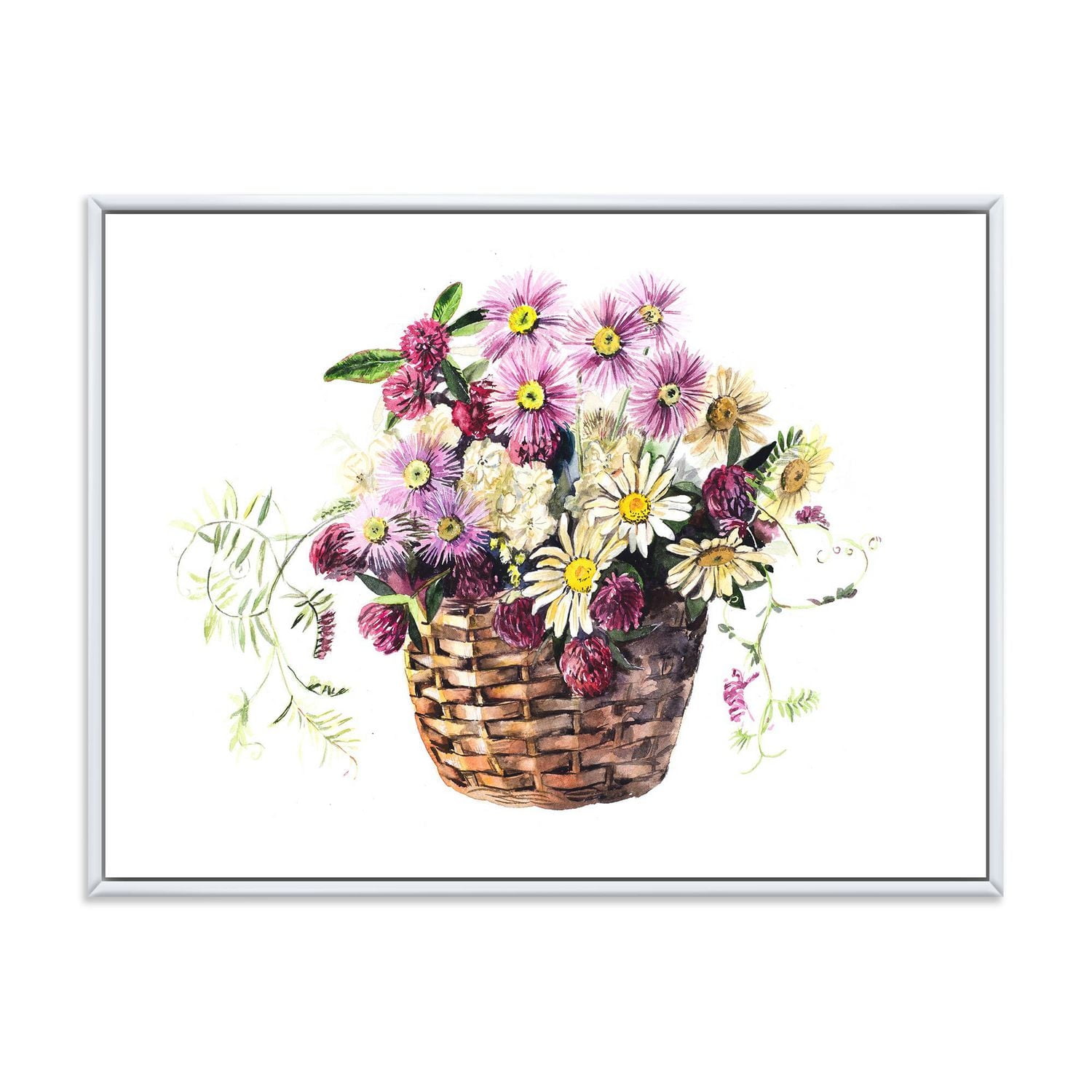 Designart Bouquet From Meadow Flowers In The Basket FLOAT FRAME WALL ART