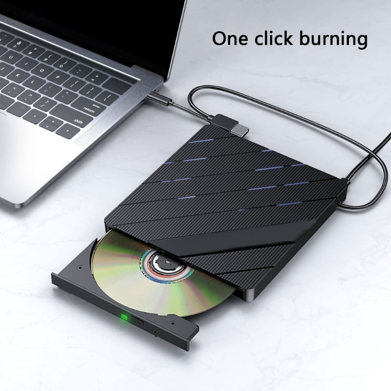 Zecic 8 in 1 Portable External CDDVD Drive USB3.0 with USB Port and Type C for Laptop PC