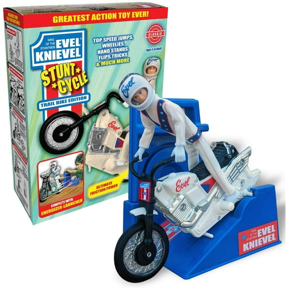 Evel Knievel Trail Bike Edition Stunt Cycle Toy - Multicolor Motorcycle for Flying Fun and Adventure