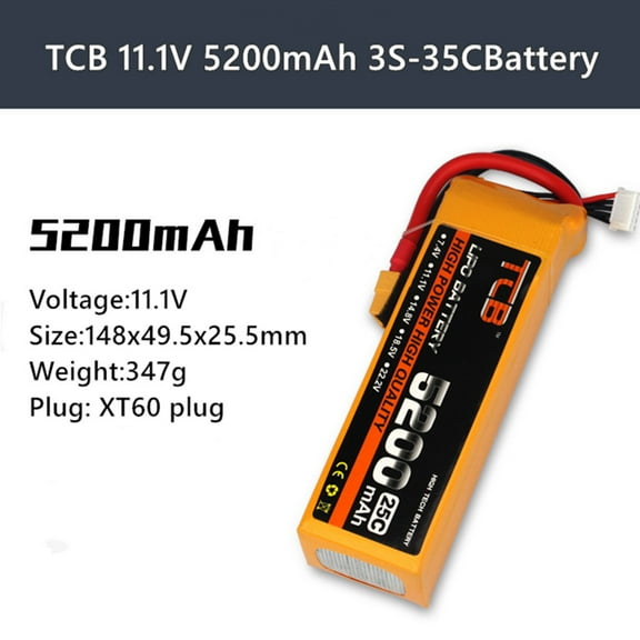 JZCHUNTOY TCB 11.1V 5200mAh 3S 35C Lithium Battery for Drones, RC Planes & Model Aircraft – High-Performance Power Supply