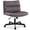 Brown with wheel, variant on EMIAH Armless Office Desk Chair with Wheels Faux Fur Vanity Mid-Back Ergonomic Home Computer Comfortable Adjustable Swivel Furry Task Chair with Thickened Cushion Beige