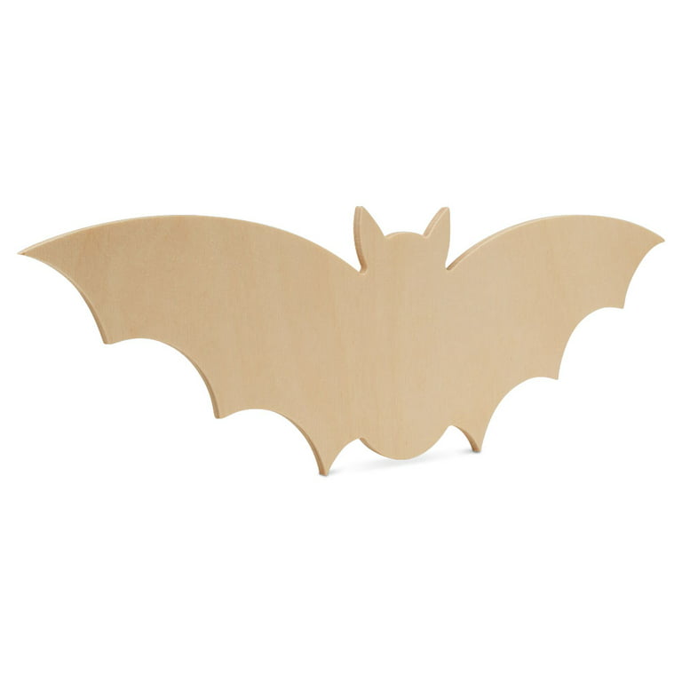 3ct Woodpeckers Crafts, DIY Unfinished Wood 16 Bat Cutout, Pack of 3 Natural