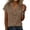Brown, variant on Summer Linen Shirts for Women Notch V Neck Button Down Blouse Short Sleeve Office Work Tops Casual Vacation Beach Top with Pocket