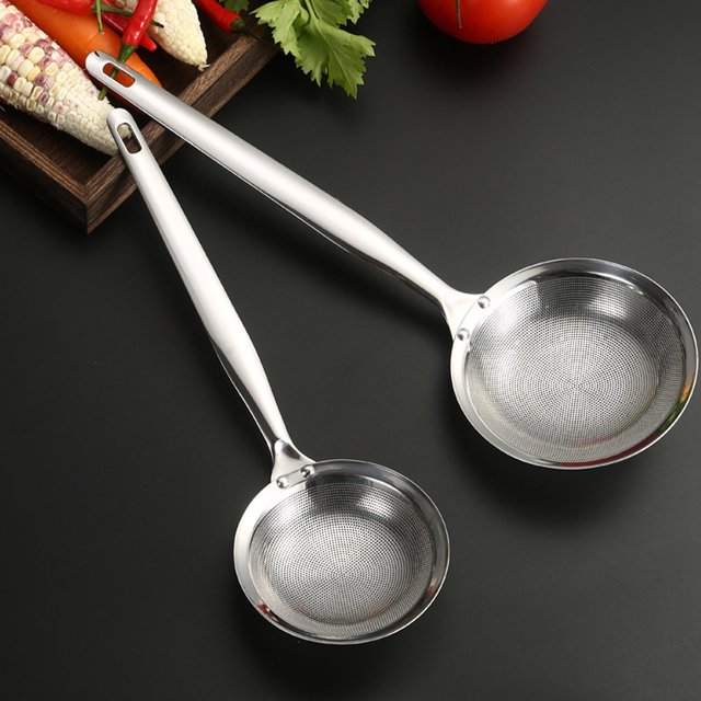 Deep Frying Spoon Slotted Spoons,Stainless Steel Cooking Skimmer Cooking Utensil,Pasta Scoop Kitchen Utensils Spoons,Foam Removal Spoon Kitchen Tools(1PC)