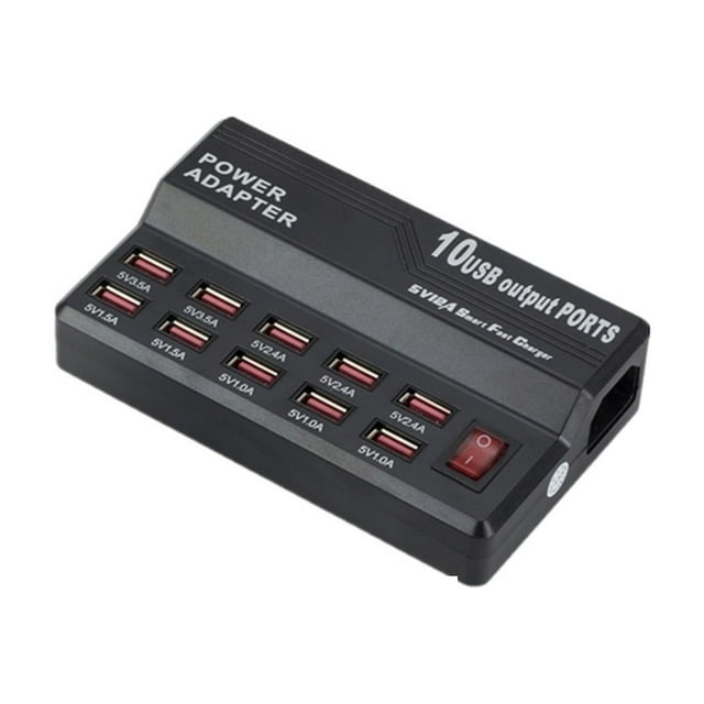 Chargeur Multi 10 Ports 12A 60W Station de Charge Rapide USB, Compatibilité Universelle