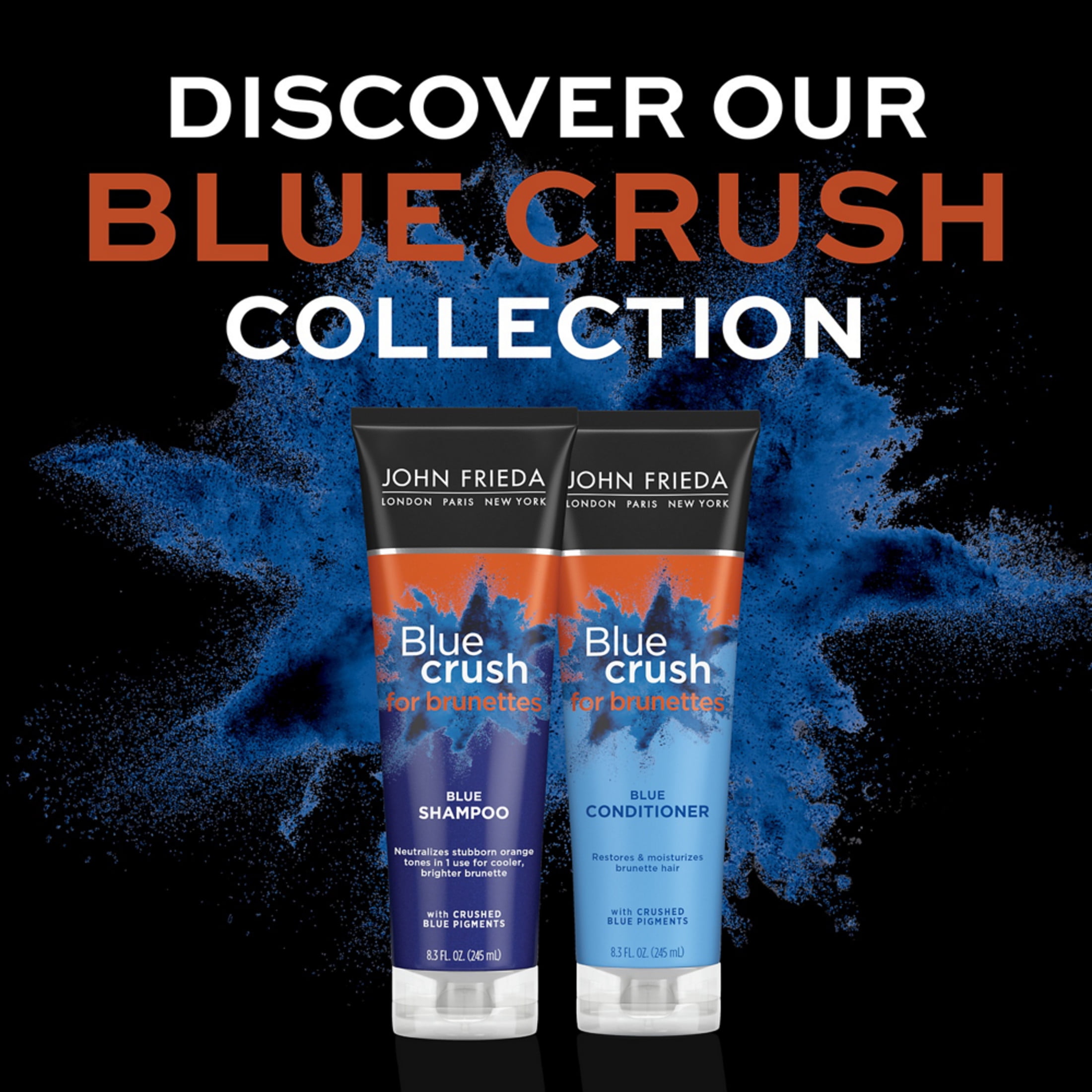 John Frieda Blue Crush Brunette Womens Shampoo for Color Treated & Natural Hair, 8.3 oz