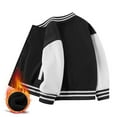 thumbnail image 4 of Boys Girls Color Block Baseball Jacket Plush Lined Long Sleeve Warm Sporty Coat For Autumn Winter Casual Outerwear,Size:6-7 Years, 4 of 4