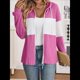 thumbnail image 4 of Chaqueta de Rayas con Bloques de Color para Mujer, con Cremallera, Larga, Punto Acanalado, Sudadera con Cordón Ajustable. Rosa Roja S, 4 of 9