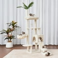 thumbnail image 2 of Cat Tree,Cat Tower for Indoor Cats, 65.4 inches Cat Condo with Perches, Basket, Feeding Bowl Station, Multi-Level Plush Furniture with Scratching Posts, Beige, 2 of 18