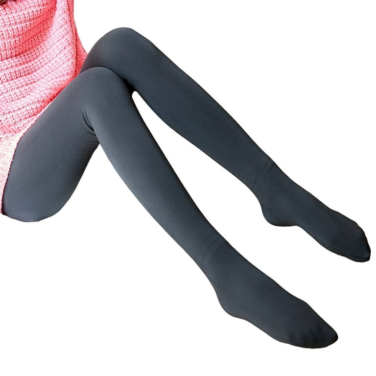 D-GROEE 300g Fleece Lined Tights for Women High Waisted Winter Warm  Translucent Womens Thick Tights Thermal Fake Translucent Pantyhose