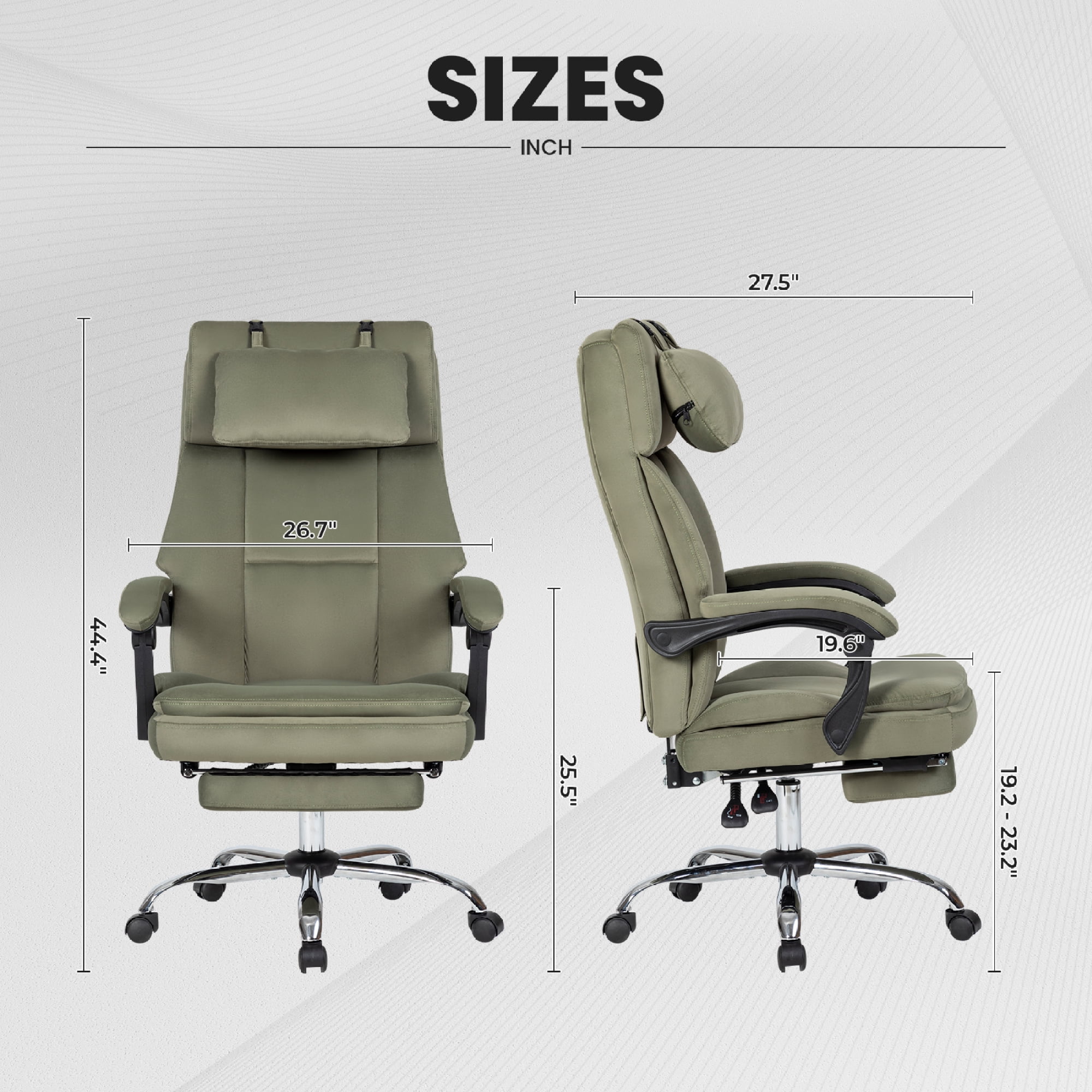 Office Chair, Comfortable Frosted Velvet Chair with Footrest & Removable Headrest, Computer Desk Chair Work Chair