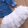 thumbnail image 4 of Toddler Baby Girls Outfits Long Sleeve Denim top + White Tutu Skirt 3PCS Clothes Set, 4 of 8