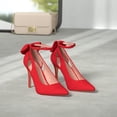 thumbnail image 5 of Yunkctuk Womens High Heels Bow Tie Back Sexy Stiletto Ankle Strap Wedding Dress Pumps Shoes, 5 of 7