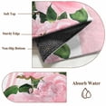 thumbnail image 6 of Pink Roses Round Area Rug 3.3Ft Washable Circle Rugs for Dining Room Table, Valentine's Day Romantic Flowers Green Leaf Stripes Non-Slip Carpet Floor Mats Indoor Outdoor Carpet Runner Home Decor, 6 of 8