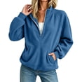 thumbnail image 6 of MLCDZ Women Corduroy Sweatshirt Casual Long Sleeve Collared Half Zip Pullover Lightweight Casual Loose Fit Comfortable Outdoor Sports Gym Tops, 6 of 6