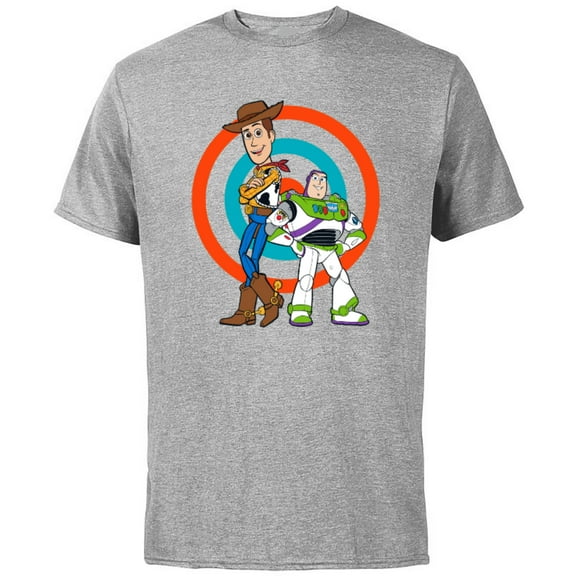 Disney Pixar Toy Story Buzz Lightyear and Woody T-Shirt - Short Sleeve Cotton T-Shirt for Adults - Customized-Athletic Heather