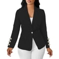 thumbnail image 2 of Sentmoon Blazers Color Block Long Sleeve Lapel Button Down Blazer Jacket with Cuff Detail for Office Work, 2 of 8