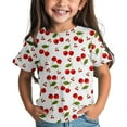 thumbnail image 2 of PINQI Boys Girl's Graphic Tees Cute Fruit Printed T-Shirts Short Sleeve Crewneck Floral Tee Shirt Summer Casual Shirt Tops, 2 of 5