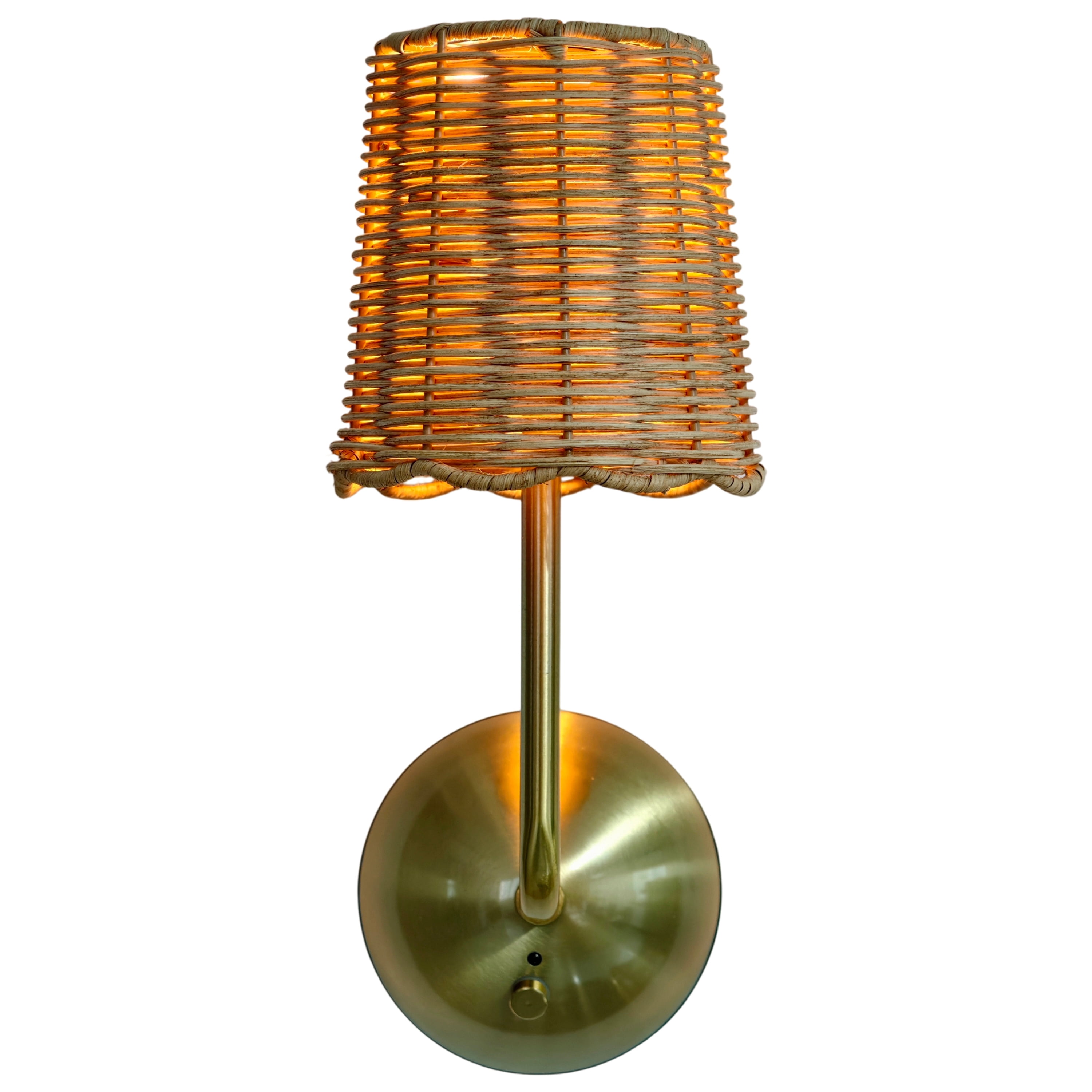Home Decor Collection Sterling & Noble Home Scalloped Woven Rattan Rechargeable Wall Sconce