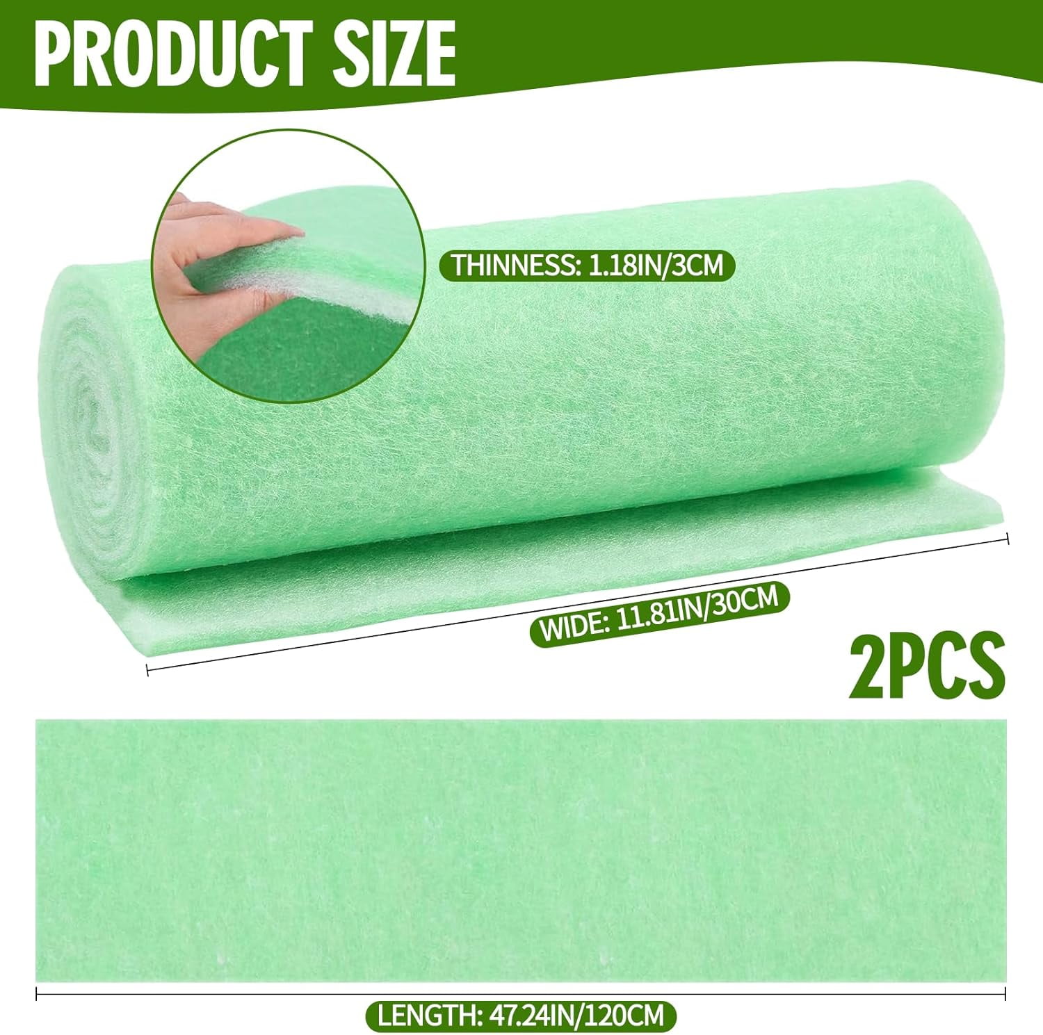 2 Pcs Flower Pot Filler Insert, Plant Pot Drainage Liner, 47.2" x 11.8" Pot Filler Material, Lightweight Thick Planter Drainage Material for Indoor Outdoor Gardening Plants Container