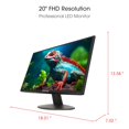thumbnail image 3 of Sceptre E205W-16003R Monitor LED Ultradelgado sin Marco de 20" 75Hz 2x Altavoces Integrados HDMI VGA, Metal Negro 2018, 3 of 5