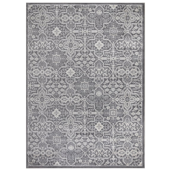 Concord Global Trading Concord Global Jefferson Collection Athens Area Rug Grey/Ivory 5'3"x7'3" 5' x 8' Dining Room