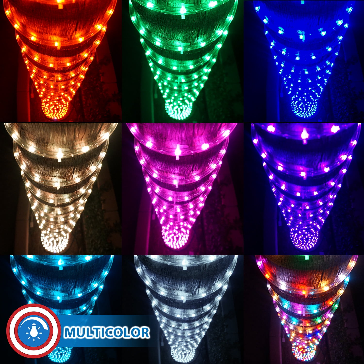 Russell Décor LED Rope Lights RGB Color Changing Lamps, String Strip Fairy Lights Waterproof Flexible Party Wedding Christmas Decoration(30Feet)