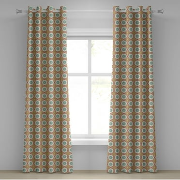 Ambesonne Classic Grommet Curtain, Geometric Forms, 50" x 84", Mustard Beige