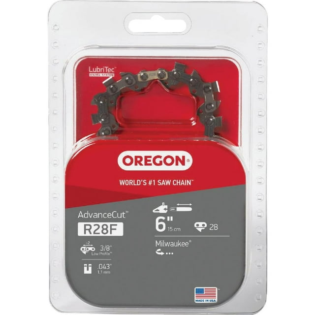 Cadena para motosierra Oregon R28F, barra de 6 pulgadas y 28 eslabones