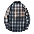 thumbnail image 3 of KeShDi Men's Flannel Shirts Man Fashion Leisure Button Pocket Lattice Long Sleeves Flip Collar Navy XL, 3 of 3