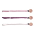 thumbnail image 4 of Pack de 3 cadenas para chupete, prácticas y tejidas a mano, para cuna unisex. Beige/Rosa/Violeta, 4 of 9