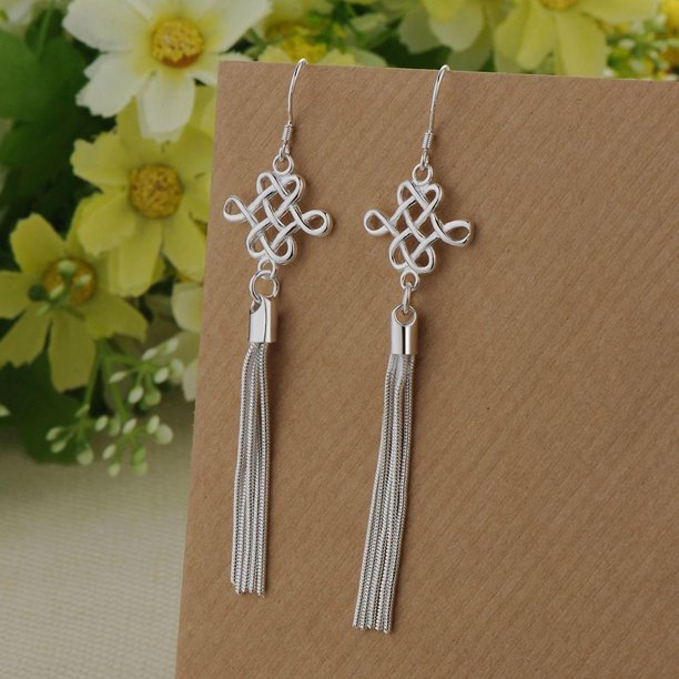 Pendientes de plata de ley 925 con borlas para mujer, exquisitos accesorios de joyería para novia, regalo de moda para boda