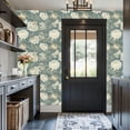thumbnail image 3 of Peel and Stick Wallpaper Vintage Floral Cream Chrysanthemums Leaves Blue Wall Mural 17.7in x 9.8ft Self Adhesive Removable Wall Paper Renter Friendly Wallpaper for Girl Bedroom Nursery Livingroom, 3 of 8