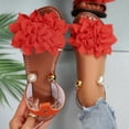 thumbnail image 2 of Women's 3D Flower Flat Sandals Dressy Comfortable Slide Sandals Fashion Open Toe Slip On Beach Sandals for Summer, 2 of 9