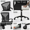 thumbnail image 4 of Yaheetech Adjustable Mesh Office Chair with Lumbar Support and Armrests, Black, 4 of 8