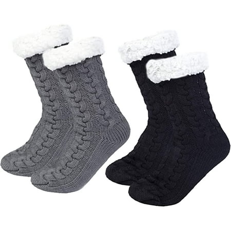 Women's Winter warm thermal socks with fleece inside. Pack of 2 pairs  (black and skin color)