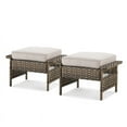 thumbnail image 3 of PARKWELL Outdoor 2-Piece Patio Rattan Ottoman,Wicker Footstool Seat Side Table with Cushion for Backyard, Balcony, Poolside,Beige, 3 of 7
