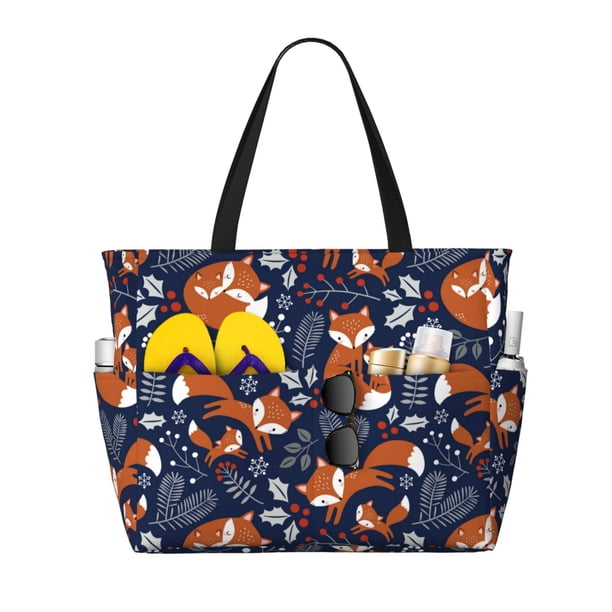 Easygdp Cute Foxes Bolsa de Viaje de Playa de Gran Capacidad, Bolsa Tote Perfecta para la Playa, Escapadas de Fin de Semana y Viajes