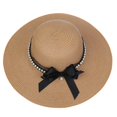 thumbnail image 2 of Mujeres Bowler sombrero de paja de encaje de perlas Bowknot Wide Brim Visera plegable sombreros para la playa al aire libre Seaside, 2 of 5