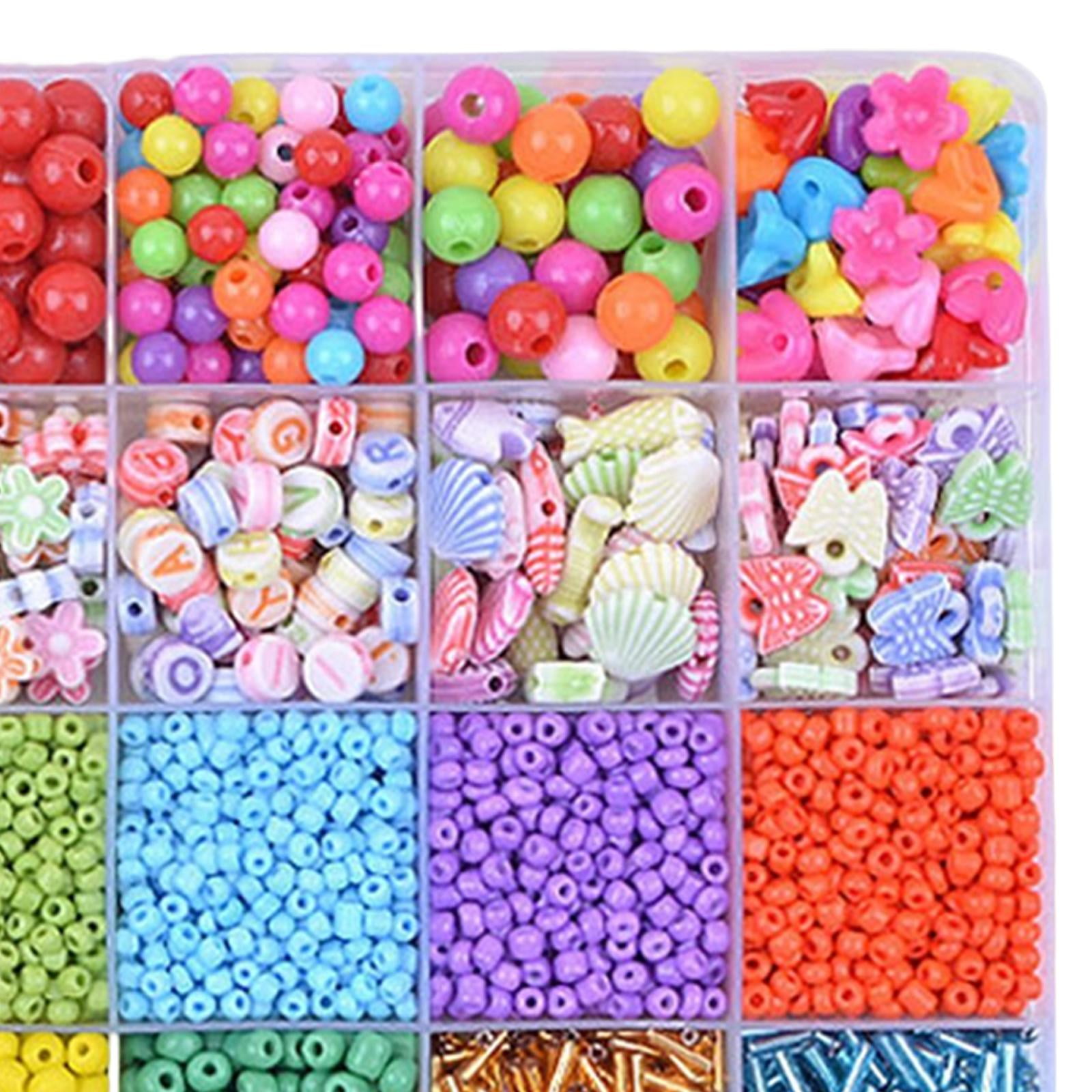 FVDPWYE Colorful Beads Loose Elastic Wire Letter Beads Square Beads Round Bead for Craft Style B